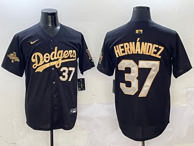 Men Los Angeles Dodgers #37 Hernandez Black Gold Game Nike 2025 MLB Jersey style 3->los angeles dodgers->MLB Jersey